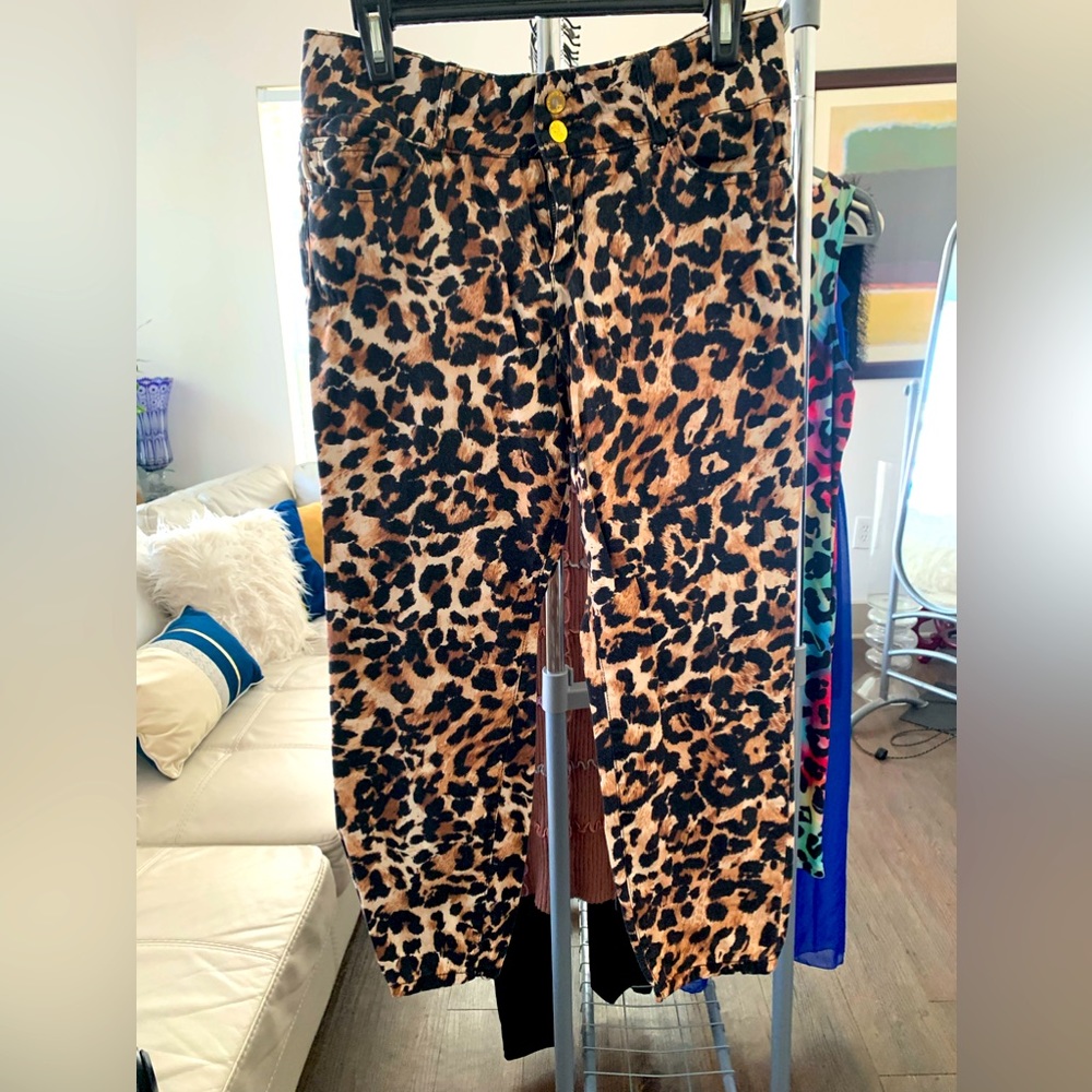 Leopard print chinos, size 12